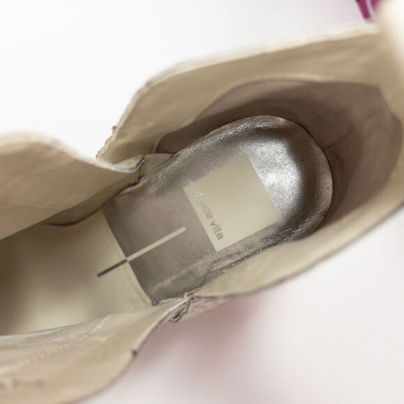 Dolce Vita Croc Embossed Ankle Boots White Western Block Heel Booties Sz 9 - Picture 16 of 16